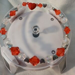 NWT Handcrafted Elegant Ruby Red / Silver Heart Valentine's Bracelet Set.